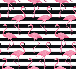 Seamless pattern of pink flamingos, vector illustration for fashion, fabric, textile, wallpaper and cover designs