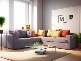Modern living room with sofa and coffee table
