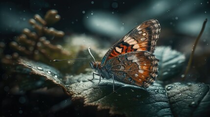 Fototapeta na wymiar Illustration of a butterfly perched on a beautiful flower