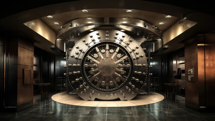 Bank vault room. High level locking mechanism. - obrazy, fototapety, plakaty