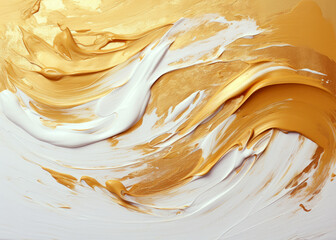 Abstract Gold White Impasto Brush strokes of oil paint colorful texture background.