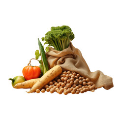 Chickpea and vegetable dish on a transparent background - obrazy, fototapety, plakaty