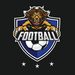 football logo lion vector art illustration design