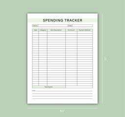 Spending tracker kdp interior notebook