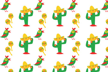 cinco de maio seamless background with cactus