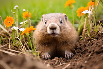 Naklejka na ściany i meble Cute Groundhog close-up