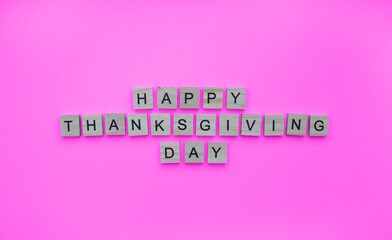 October 9, happy Thanksgiving Day, minimalistic banner with the inscription in wooden letters