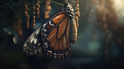 Illustration of butterflies with beautiful background - obrazy, fototapety, plakaty