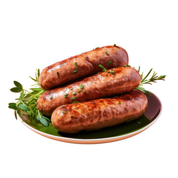 Sausages made from pork on a transparent background