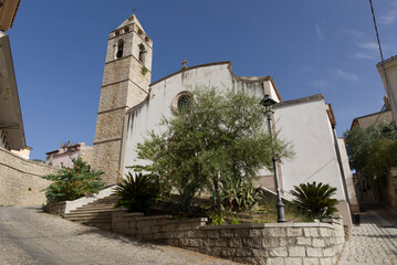 Fototapeta na wymiar Old church in Olzai Sardinia in Spanish style