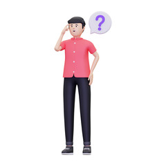 3d man is confused illustration