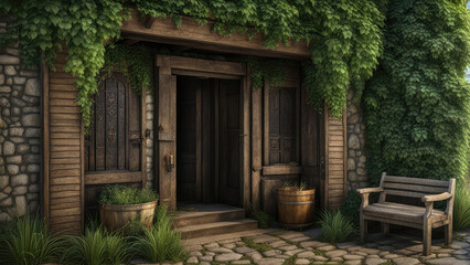 Architectural medieval old building environment photorealistic