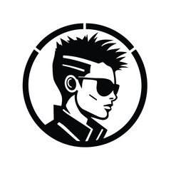 Cyberpunk character icon, a dynamic blend of technology and style.