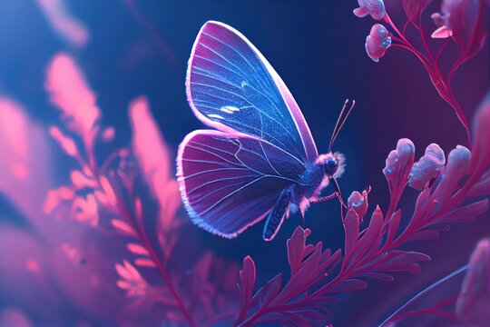 Fototapeta Illustration of a butterfly perched on a beautiful flower