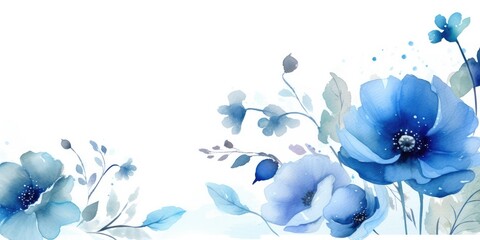 Fototapeta na wymiar Beautiful abstract blue watercolor floral design background. beautiful Generative AI AIG32