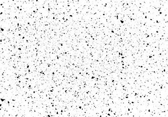 Vector grainy grunge texture. White background with black dots grungy vintage effect. Old concrete wall. Dust overlay distress grain. Rough dirty background and abstract surface dust