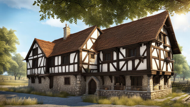 Architectural medieval old building environment photorealistic