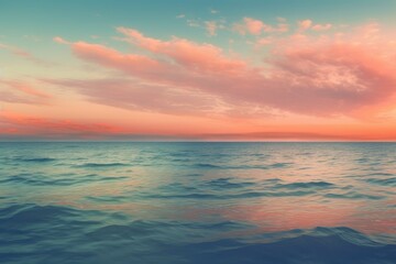 Fototapeta na wymiar Dusk's Serene Palette: Ocean Horizon. Digital poster. Generative AI.