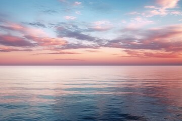 Fototapeta na wymiar Soft Pastel Seascape: Serene Ocean Twilight. Digital poster. Generative AI.
