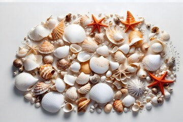 White Seashell Wallpaper, Seashell Background, Seashell Wallpaper, Seashell Beach Background, AI Generative