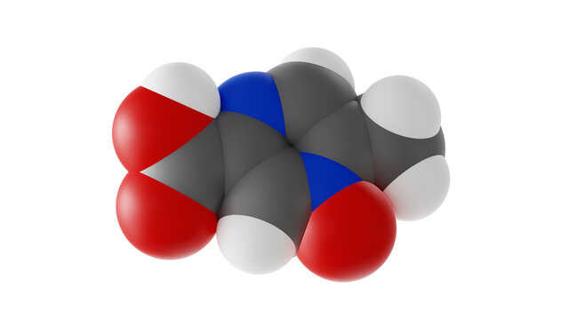 acipimox molecule, olbetam molecular structure, isolated 3d model van der Waals