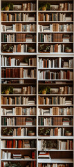 Books on the bookshelf. Bookcase with books as background.