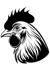 Vector silhouette of a rooster head, chicken head illustration