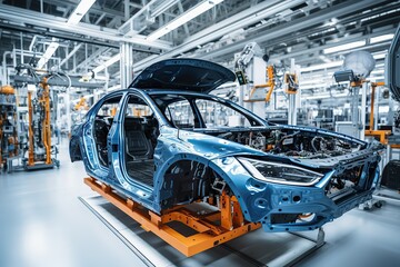 Electric Vehicle Production. AI generated