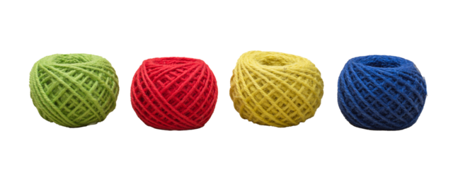 Colorful balls of thread isolated on transparent png background