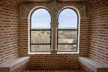 view from window inside castle