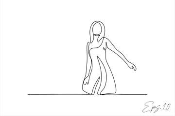vector illustration
continuous line of beautiful woman posing