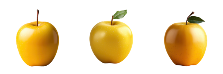 Yellow apple on a transparent background with clipping path