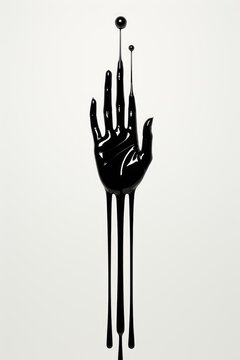 A dripping hand holding a toothbrush on a white background. Digital image.
