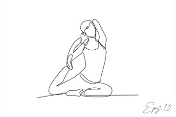 vector illustration
continuous line of yoga sport woman