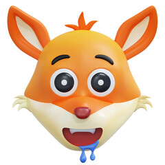 feeling hungry fox emoticon 3d illustration