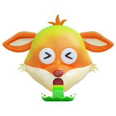 vomit fox emoticon 3d illustration