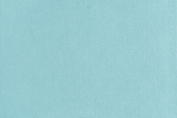 Texture background of cyan cotton fabric. Textile structure, cloth surface, weaving of linen fabric closeup, backdrop, wallpaper.