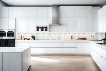 Modern white kitchen clean interior design 