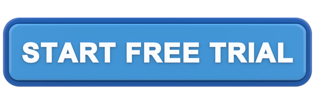 Start free trial button. 3D illustration.