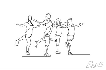 vector illustration
continuous line of gymnastic sport woman
