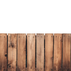 Dark brown wooden fence stands out on a transparent background