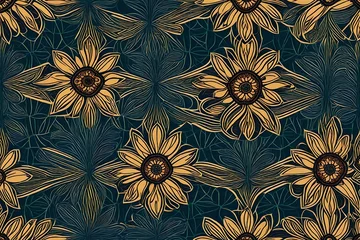 Badezimmer Foto Rückwand Elegant seamless pattern with floral and Mandala elements. Nice hand-drawn vector illustration  © Mustafa_Art