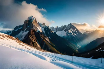 Papier Peint photo Lavable Alpes winter mountain landscape