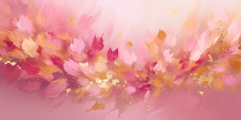 Obraz na płótnie Canvas Beautiful abstract gold and pink impressionistic floral design background. beautiful Generative AI AIG32