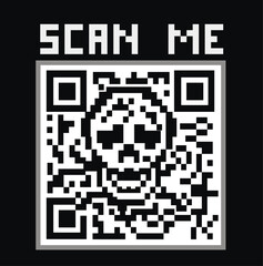A qr code with a skull on it, vintage design t shirts