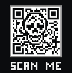 A qr code with a skull on it, vintage design t shirts