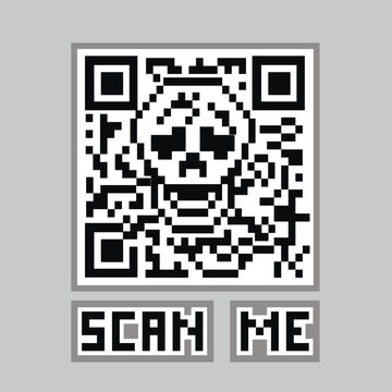 A qr code with a skull on it, vintage design t shirts