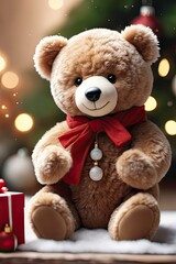 Obraz premium cute plush teddy bear dressed in outfit smiling 