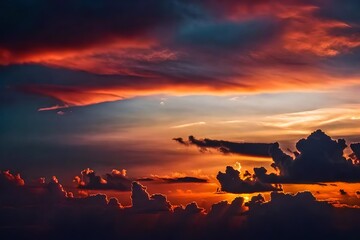 Background of colorful sky concept: Dramatic sunset with twilight color sky and clouds 