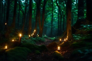 Fantasy lights in the forest 